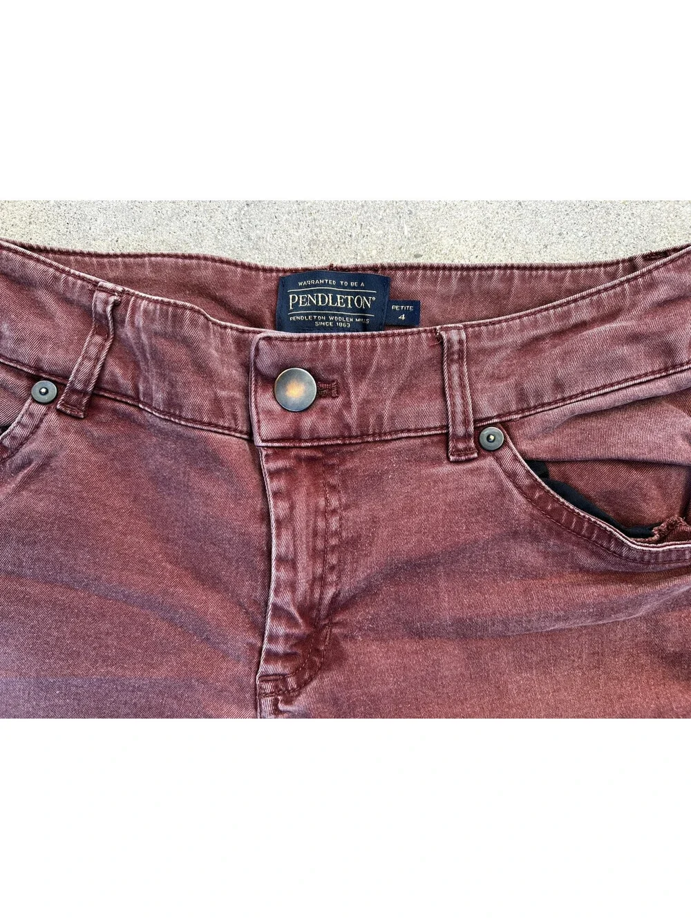 Pendleton Pants Womens 4 x 27L Red Denim Straight Leg Skinny Fit